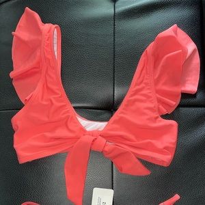 Coral Reef Ruffled Bikini size Medium. Bottoms are cheeky and Ruched